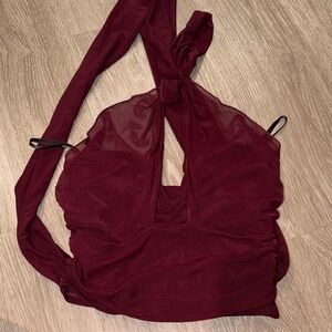 MAJORELLE Deep Red Halter Crop Top